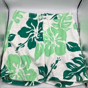 Old Navy Mens Floral Green White Drawstring and Inner Lined Trunks‎ Size Large